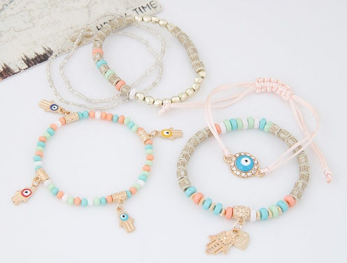 Hamsa Hand Evil Eye Heart Charm Bracelets & Bangles