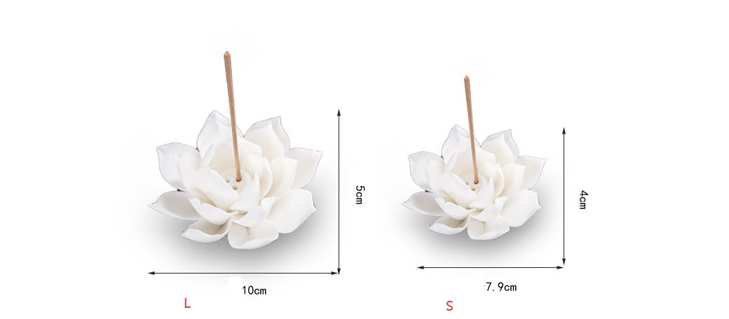 White porcelain incense burner lotus