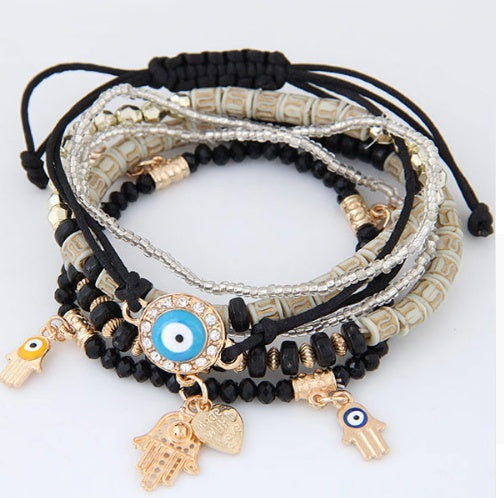 Hamsa Hand Evil Eye Heart Charm Bracelets & Bangles