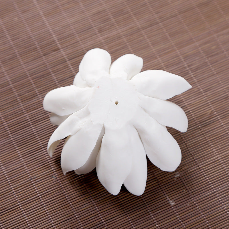 White porcelain incense burner lotus