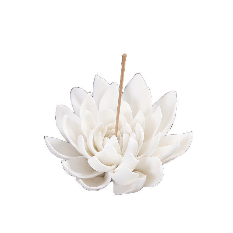 White porcelain incense burner lotus