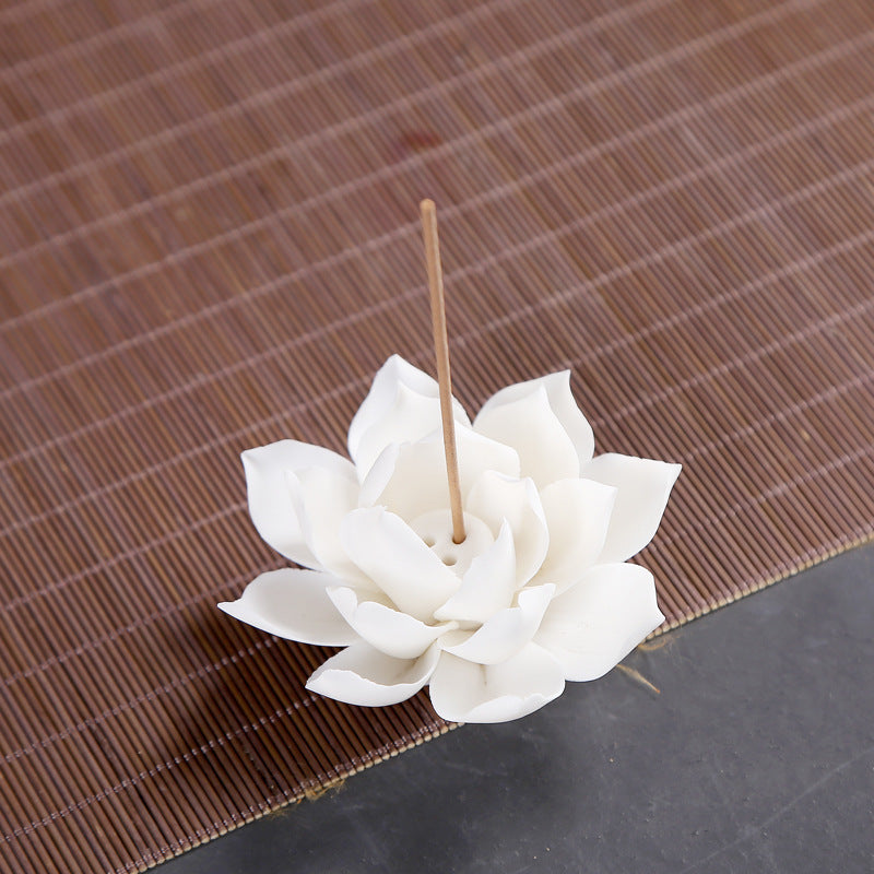 White porcelain incense burner lotus