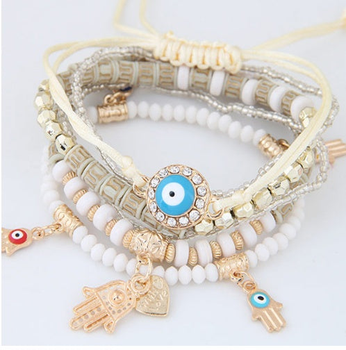 Hamsa Hand Evil Eye Heart Charm Bracelets & Bangles