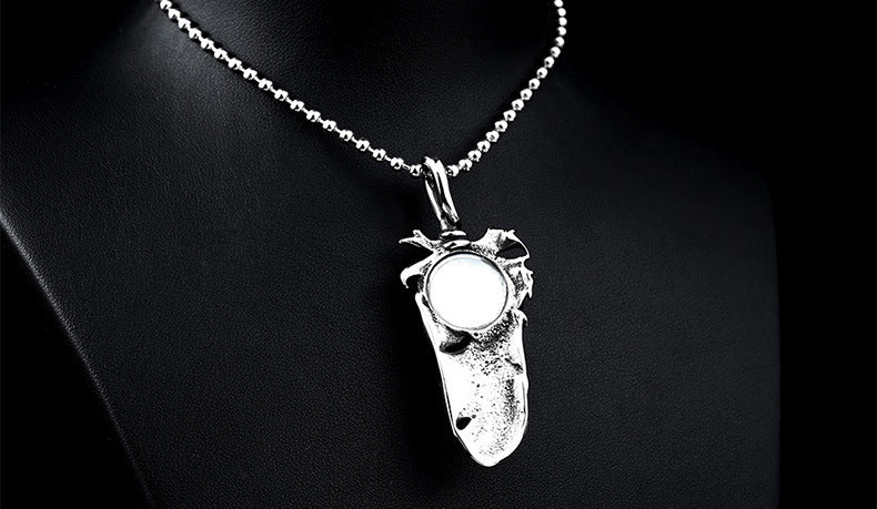 Titanium steel evil eye pendant feather pendant