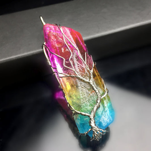 Natural Stone Charms Pendants 7 Chakra Rainbow