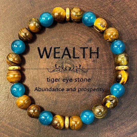 A Wealth-attracting Tiger's Eye Stone Bracelet - The Natural Beads Symbolize Wealth And Bring Abundance And Prosperity.